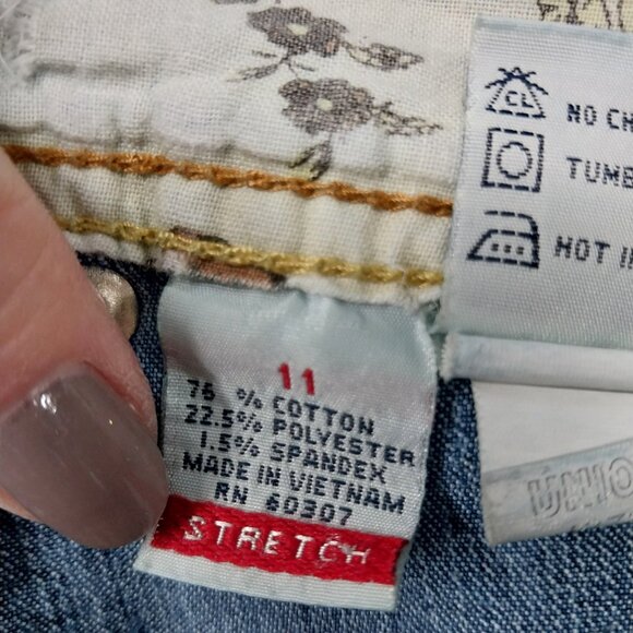 3348 Size 11 Old Navy Upcycled Bell Bottoms in Orange, Yellow and Pink Tie Dye. - Picture 5 of 5